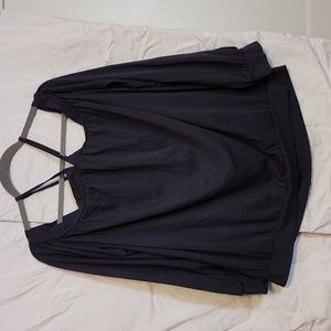 Navy Blue Off the Shoulder Blouse